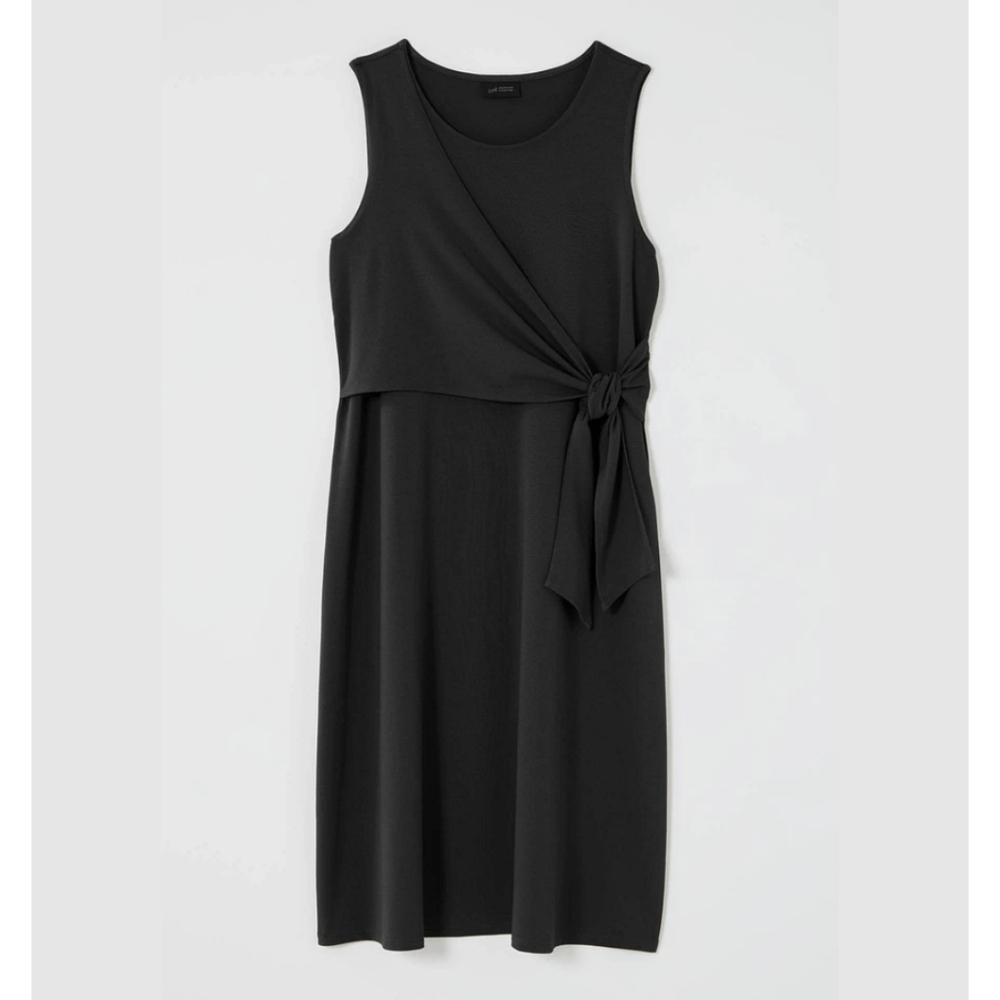J.Jill Wearever Collection Tie-Waist Elegant Black Sleeveless Dress Size Medium - Picture 4 of 15